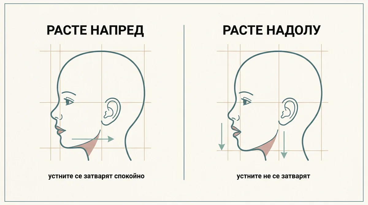 Инфографика: лице, което расте напред, и лице, което расте надолу